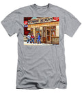 Hockey and Hotdogs At the Greenspot Diner Montreal Hockey Art Paintings Winter City Scenes Carole Spandau T-Shirt