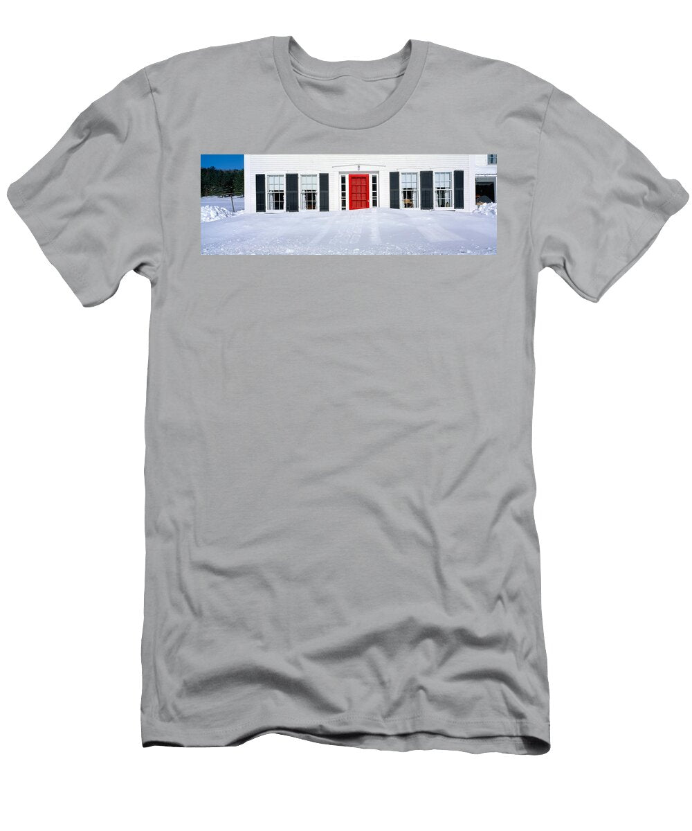 Homes in Winter Snow Woodstock Vermont Panoramic Images T-Shirt