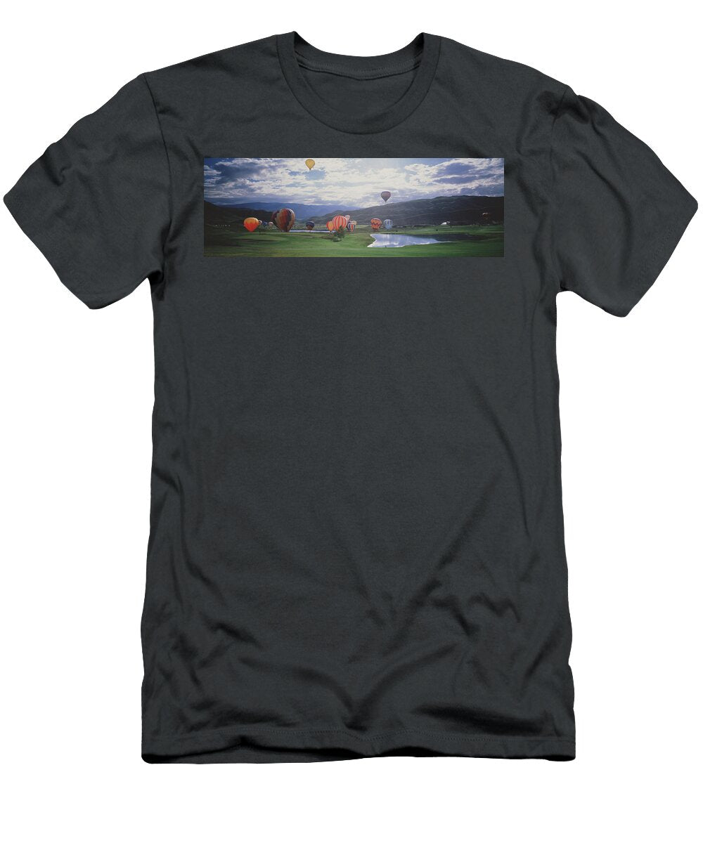 Hot Air Balloons Snowmass Colorado Panoramic Images T-Shirt