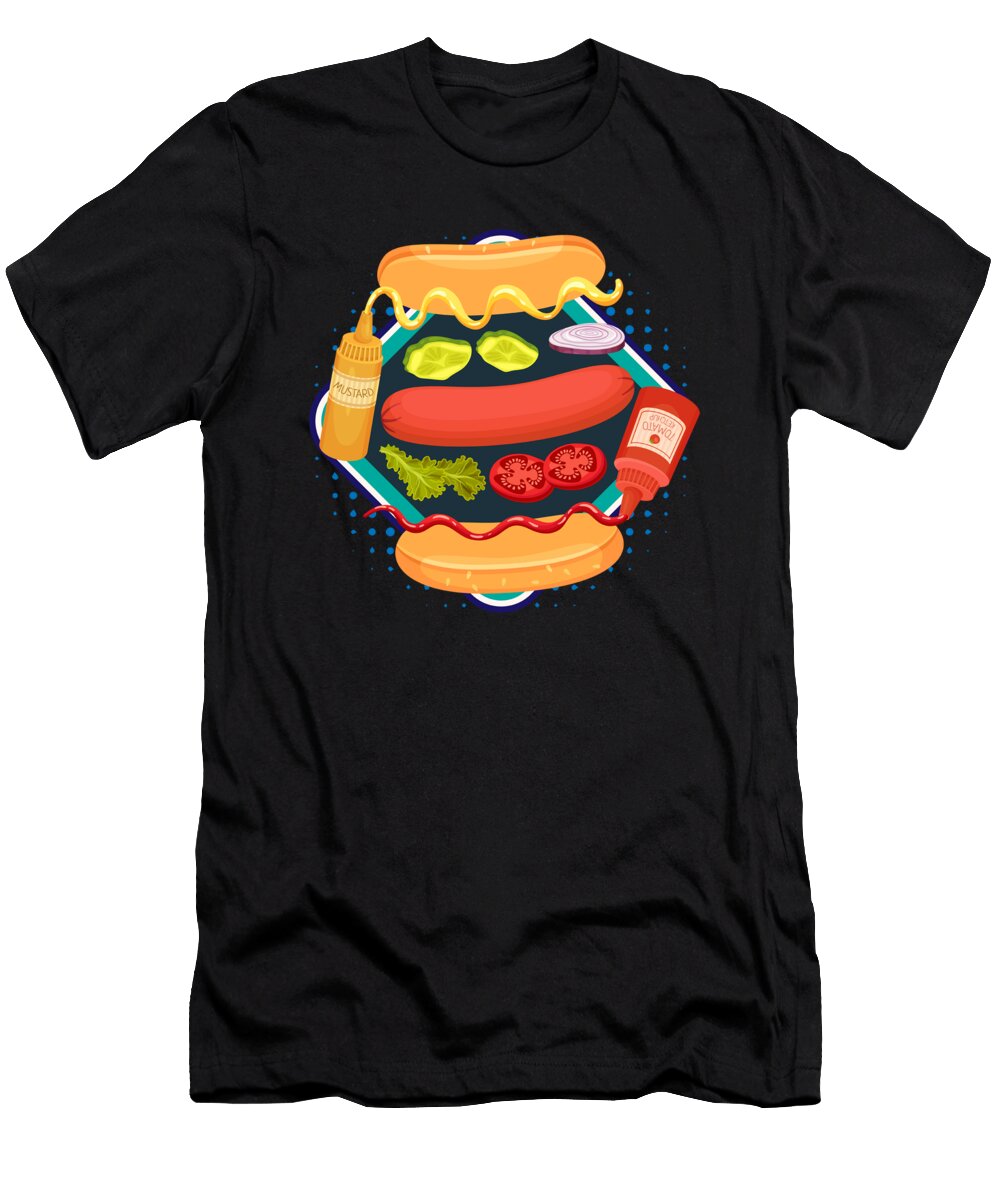 Hot Dog Kit Fast Food Sausage Moon T-Shirt