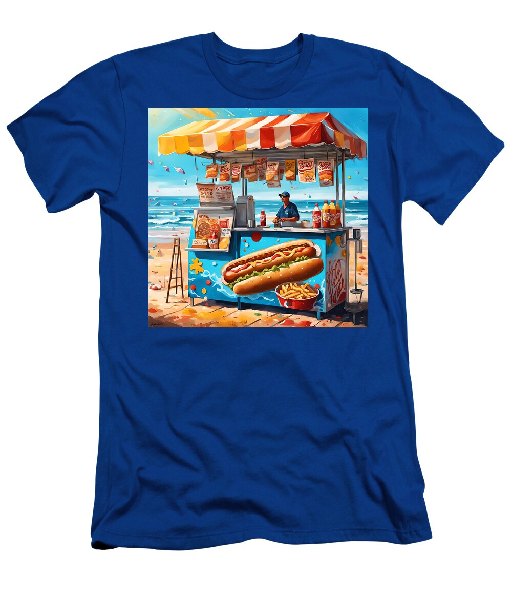 Hot Dog Stand on the Beach Marvin Anthony Designs T-Shirt