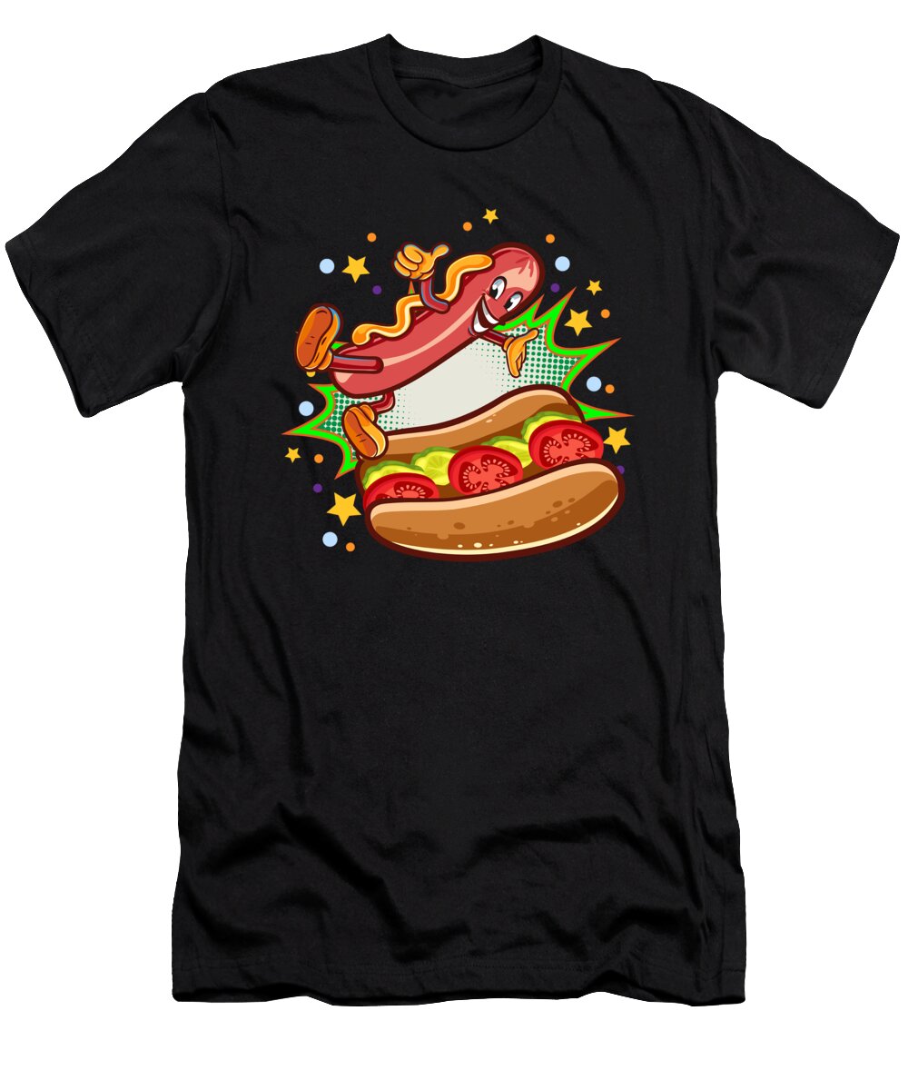 Hot Dogs Fun Fast Food Sausages Moon T-Shirt