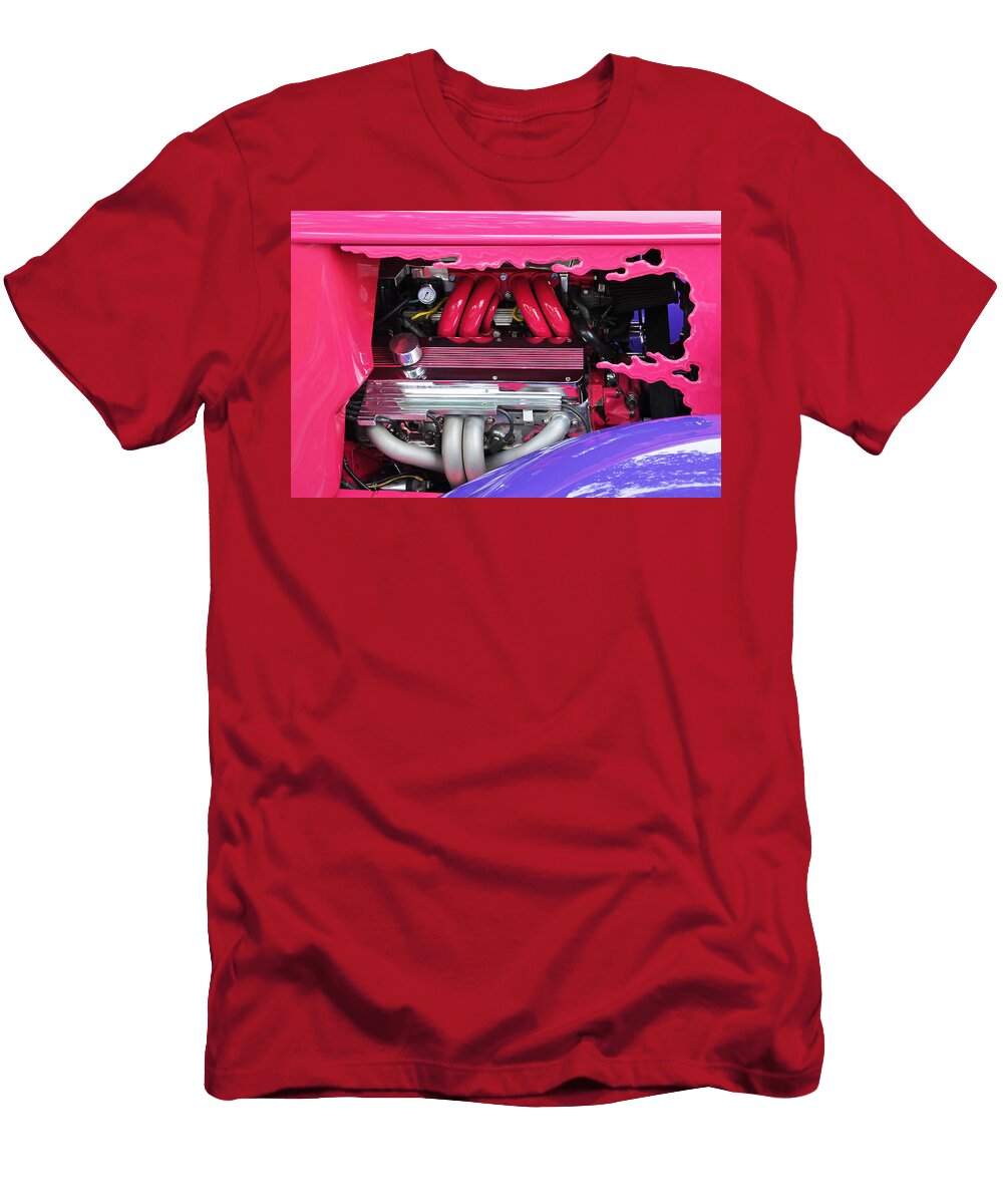 Hot Pink and Chrome Engine Bob Slitzan T-Shirt