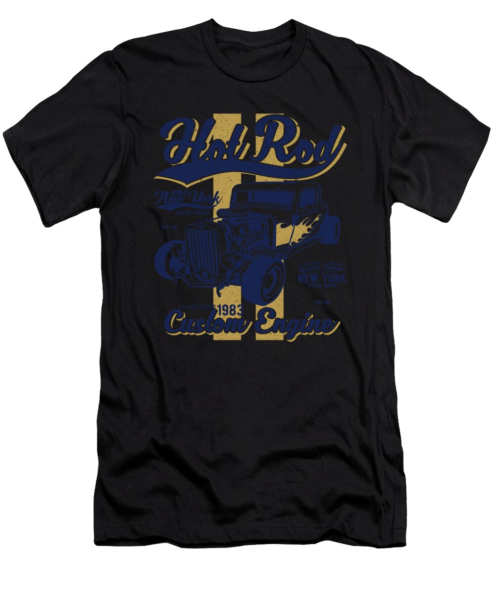 Hot Rod Custom Engine Classic Car Muscle Car Retro Florian Dold Art T-Shirt
