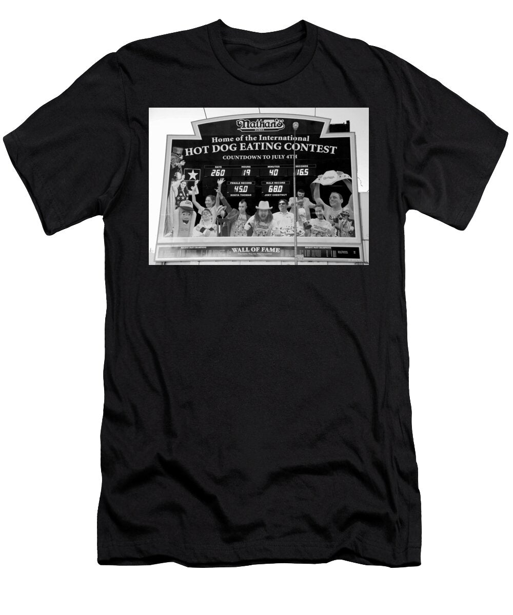 Hotdog Eating Contest Time in Black and White Rob Hans T-Shirt