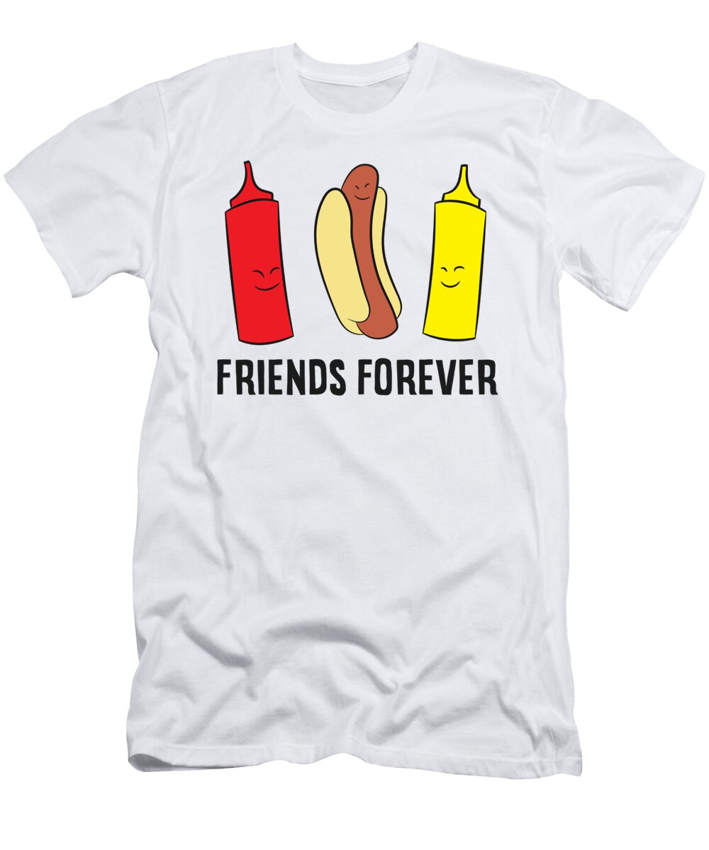 Hotdog Ketchup Mustard Friends Forever Funny Hot Dog Eq Designs T-Shirt