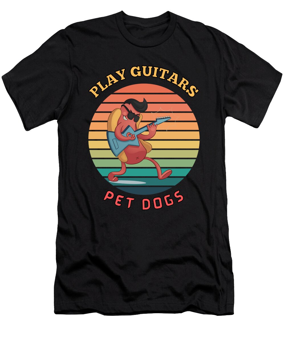 Hotdog Playing Electric Guitar Funny for Dog Lover Bill Brandon Kwan Teau T-Shirt