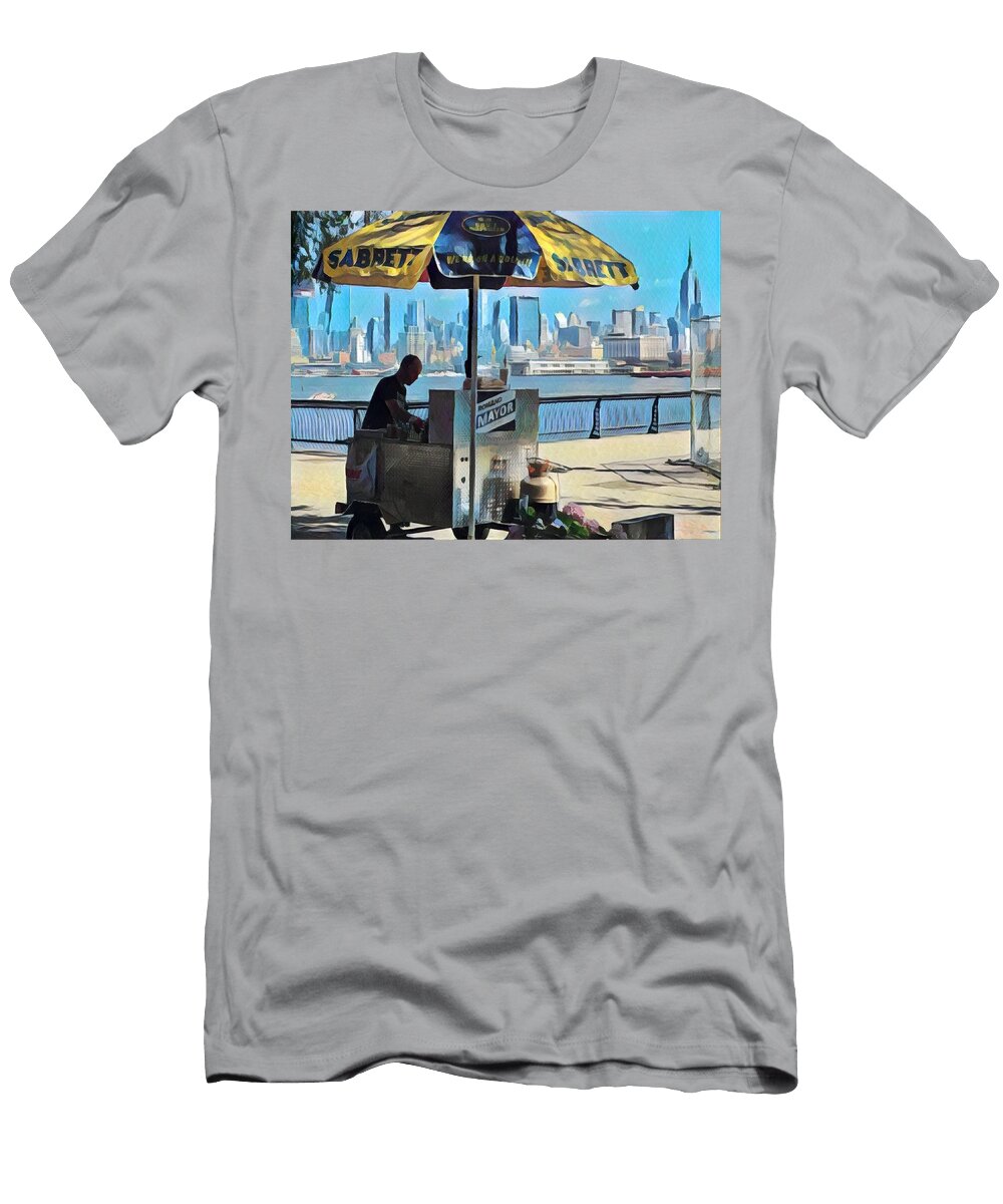 Hotdog Vendor on the Hudson Caren Aronson T-Shirt