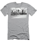 Houston Skyline and Sabine Street Bridge Black and White Photo Paul Velgos T-Shirt