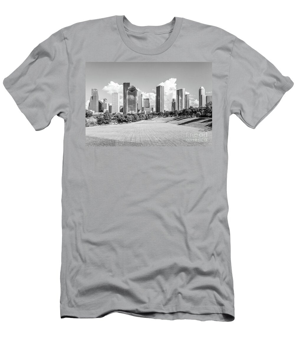 Houston Skyline Black and White Photo Paul Velgos T-Shirt
