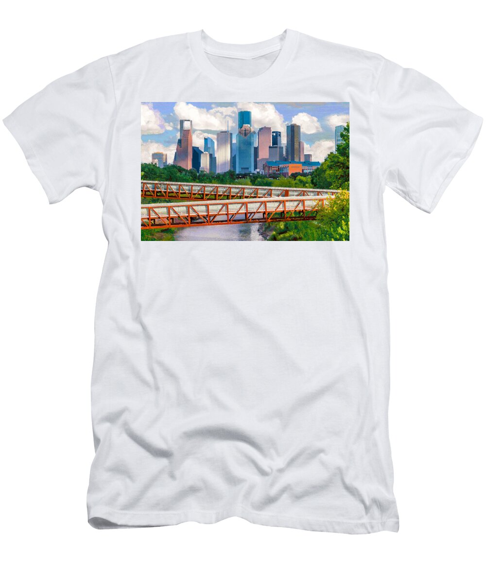 Houston Skyline Over Buffalo Bayou Bridges D Tao T-Shirt