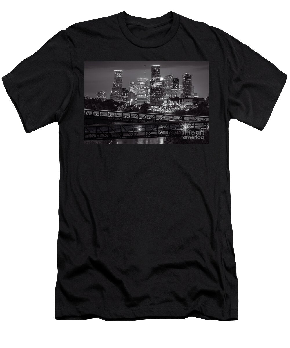 Houston Skyline with Rosemont Bridge in Bw Tod and Cynthia Grubbs T-Shirt