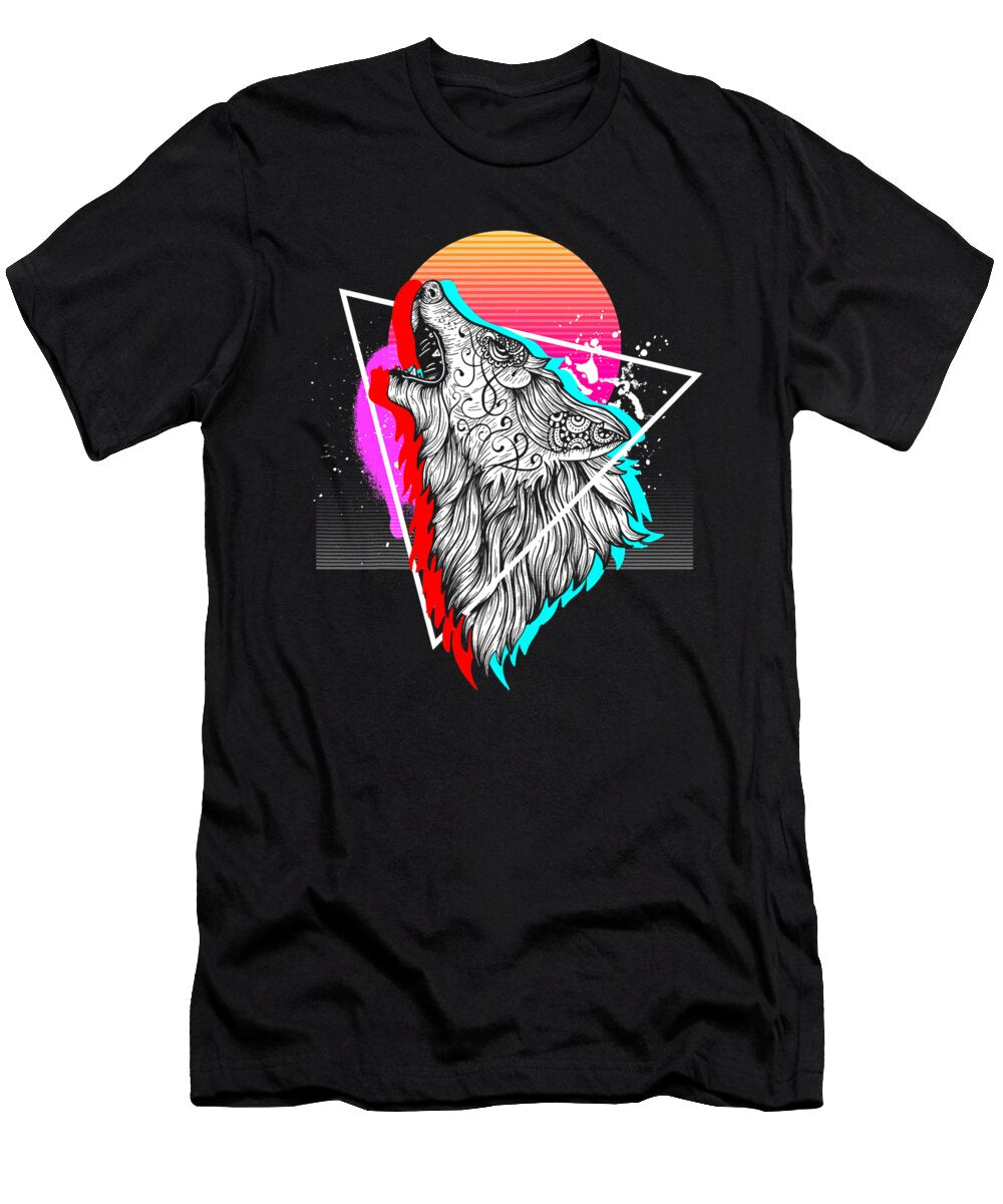 Howling Wolf Animal Sunset 80s Aesthetic 90s Art Vaporwave Dhbubble T-Shirt