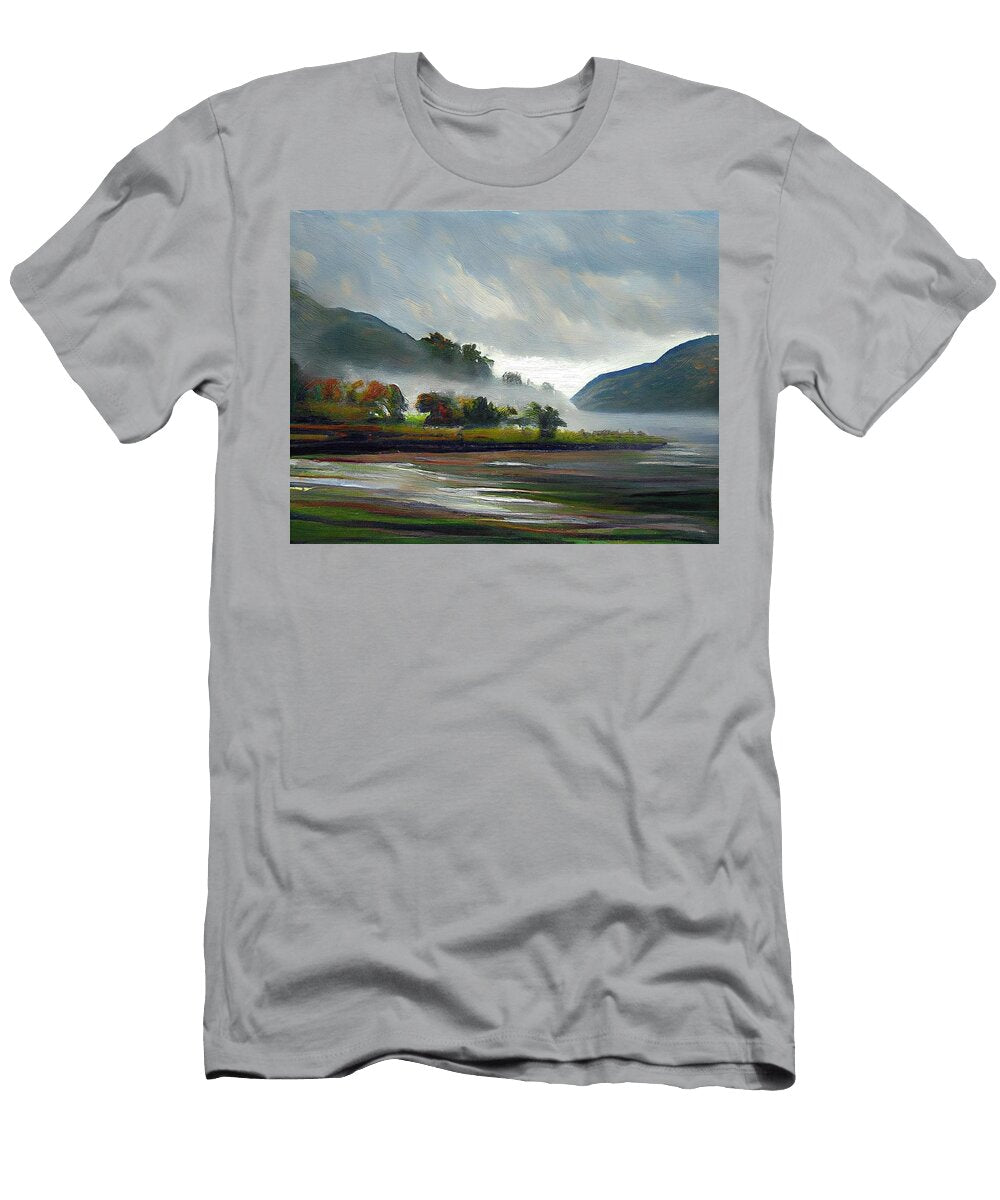 Hudson River Foggy Stormy Day Dennis Kirby T-Shirt