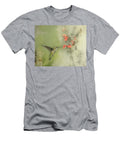 Hummingbird Pauses By Vibrant Flowers Susan Kirby T-Shirt