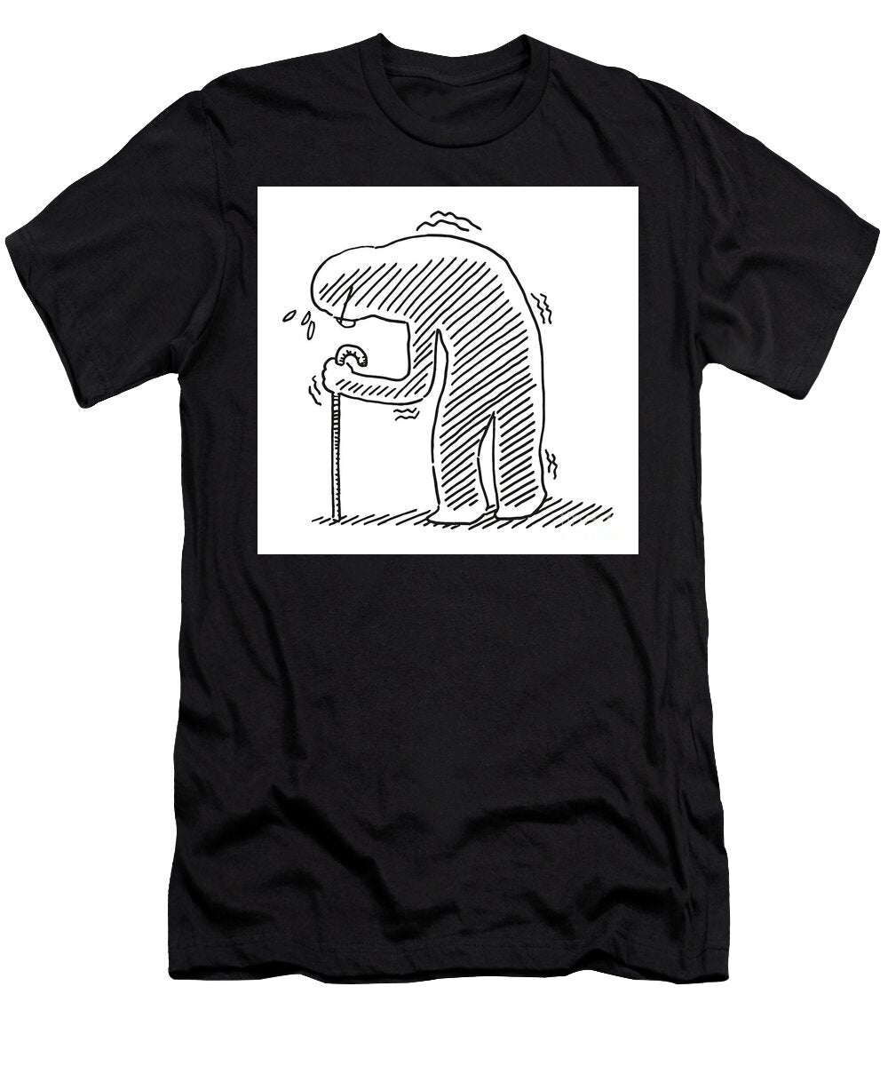 Hunchbacked Old Person Human Figure Drawing Frank Ramspott T-Shirt