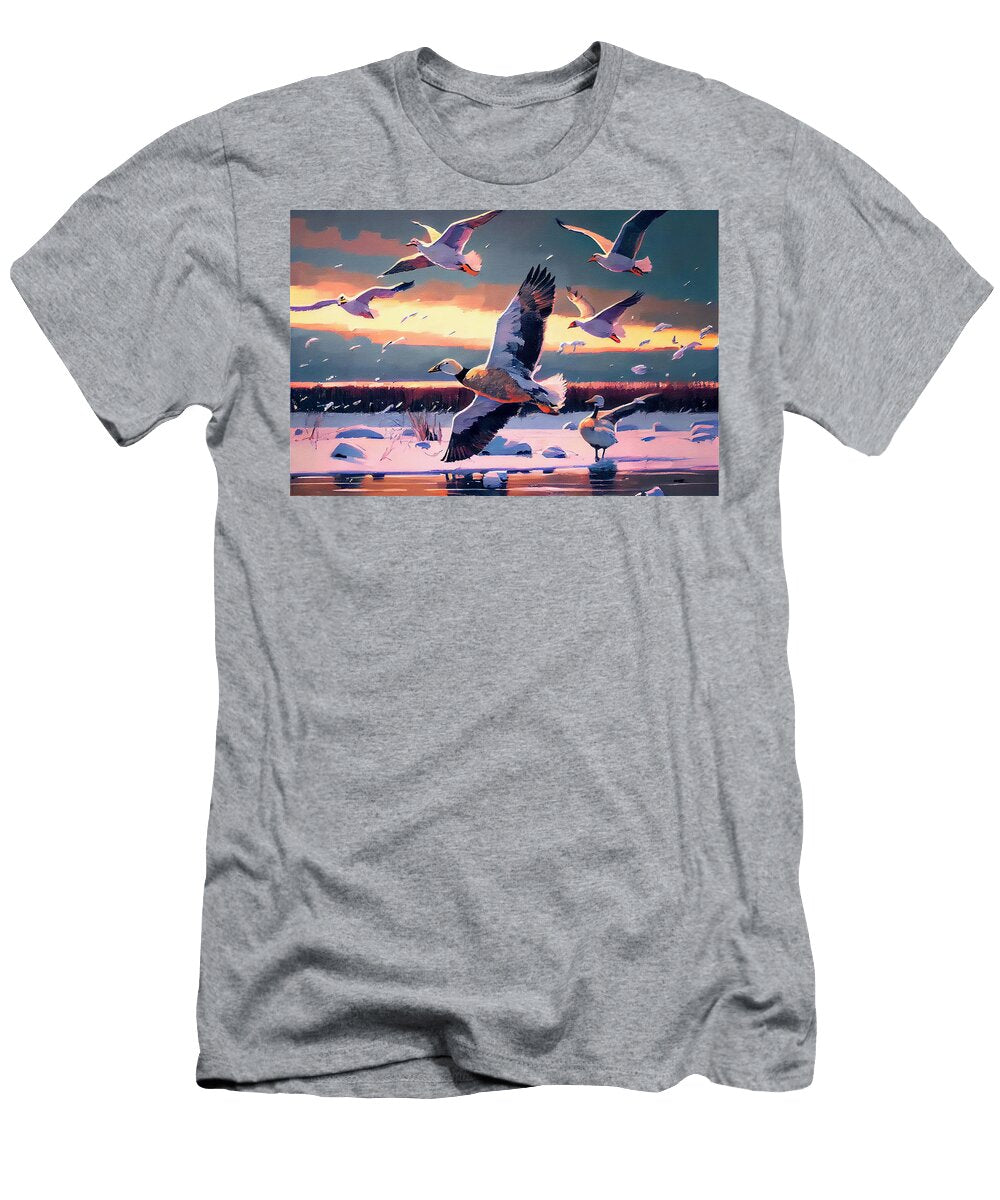 Hunting Snow Geese in a Jack Kirby Style Gentle a By Asar Studios Celestial Images T-Shirt