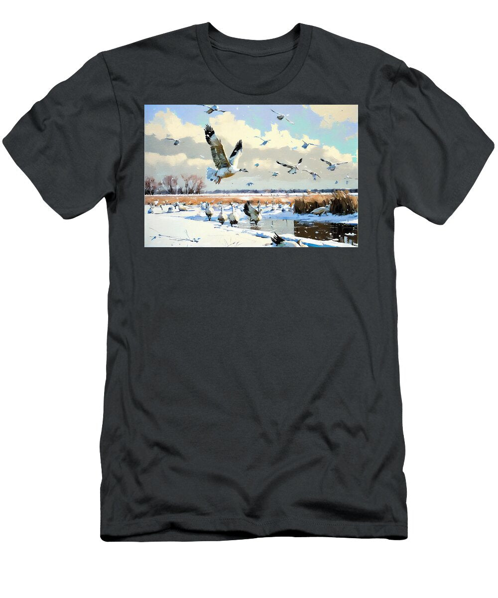 Hunting Snow Geese in a Jack Kirby Style Gentle By Asar Studios Celestial Images T-Shirt