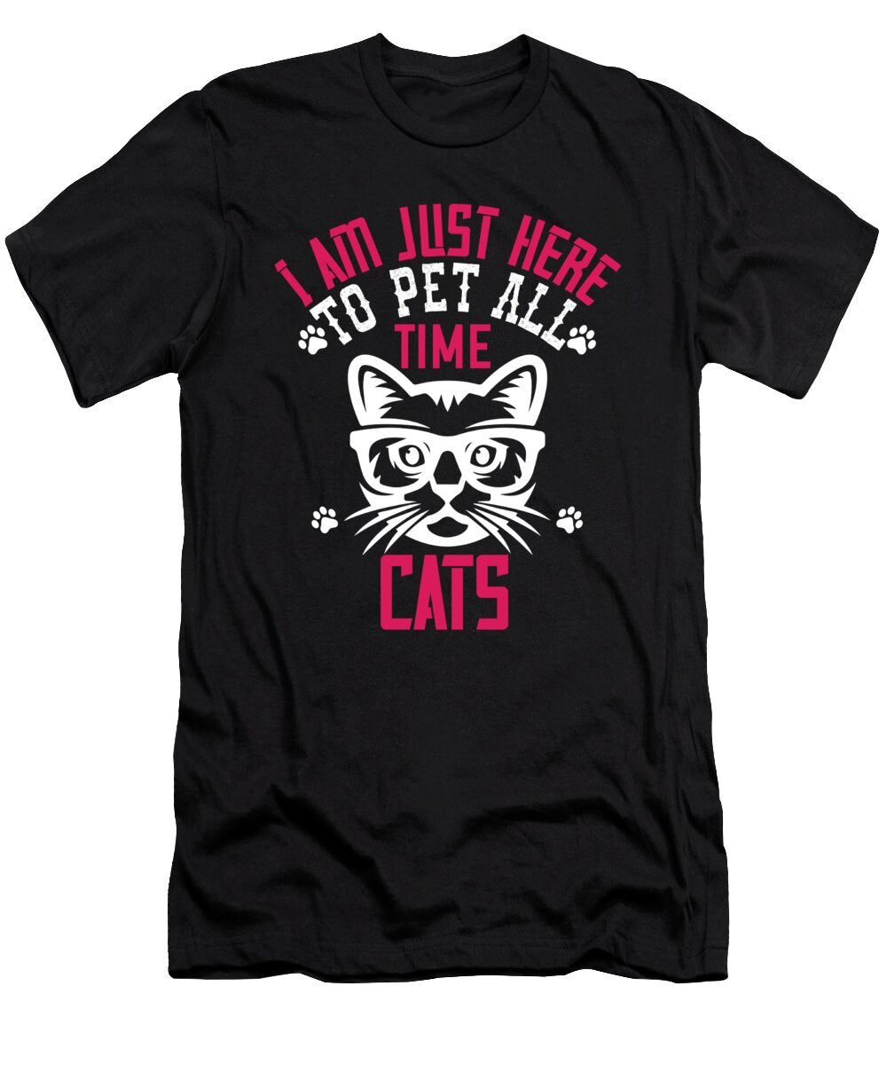 I Am Just Here to Pet All Time Cats Jacob Zelazny T-Shirt