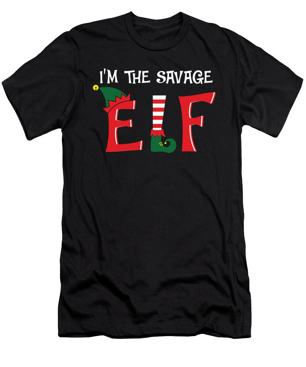 I Am the Savage Elf Christmas Quote Apparel Licensed Art T-Shirt