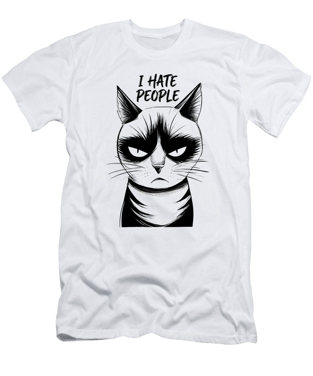 I Hate People Antisocial Personalities Clothing for Kitten Lovers Graphic with a Cat Theme Mounir Khalfouf T-Shirt