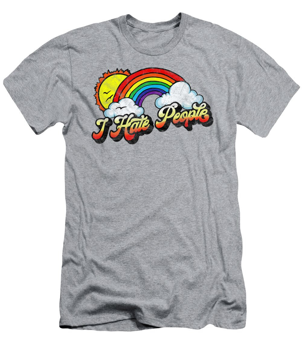 I Hate People Funny Antisocial Distressed Vintage Rainbow Loui Irismae T-Shirt
