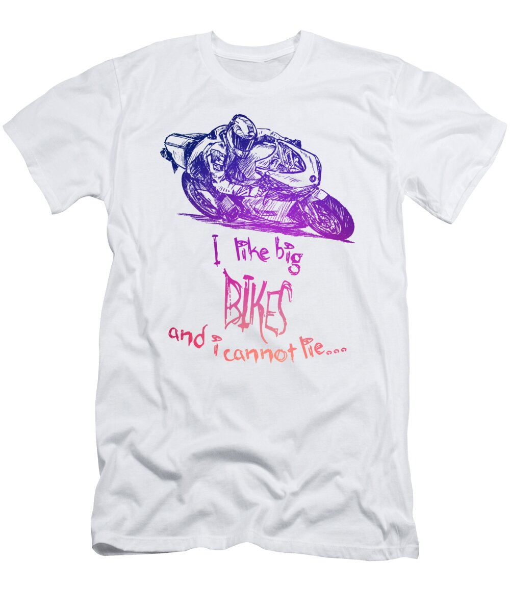 I Like Big Bikes and I Cannot Lie Mens Design Sketch of Motorcycle Racing Hand Draw Bike Mounir Khalfouf T-Shirt