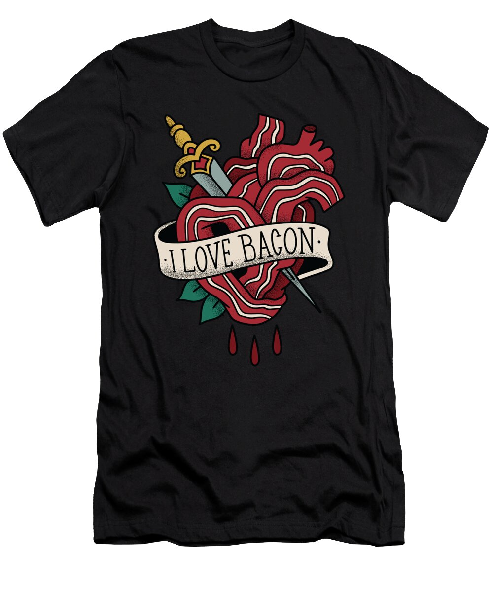 I Love Bacon Heart with Knife Tattoo Art Designed By Vexels T-Shirt