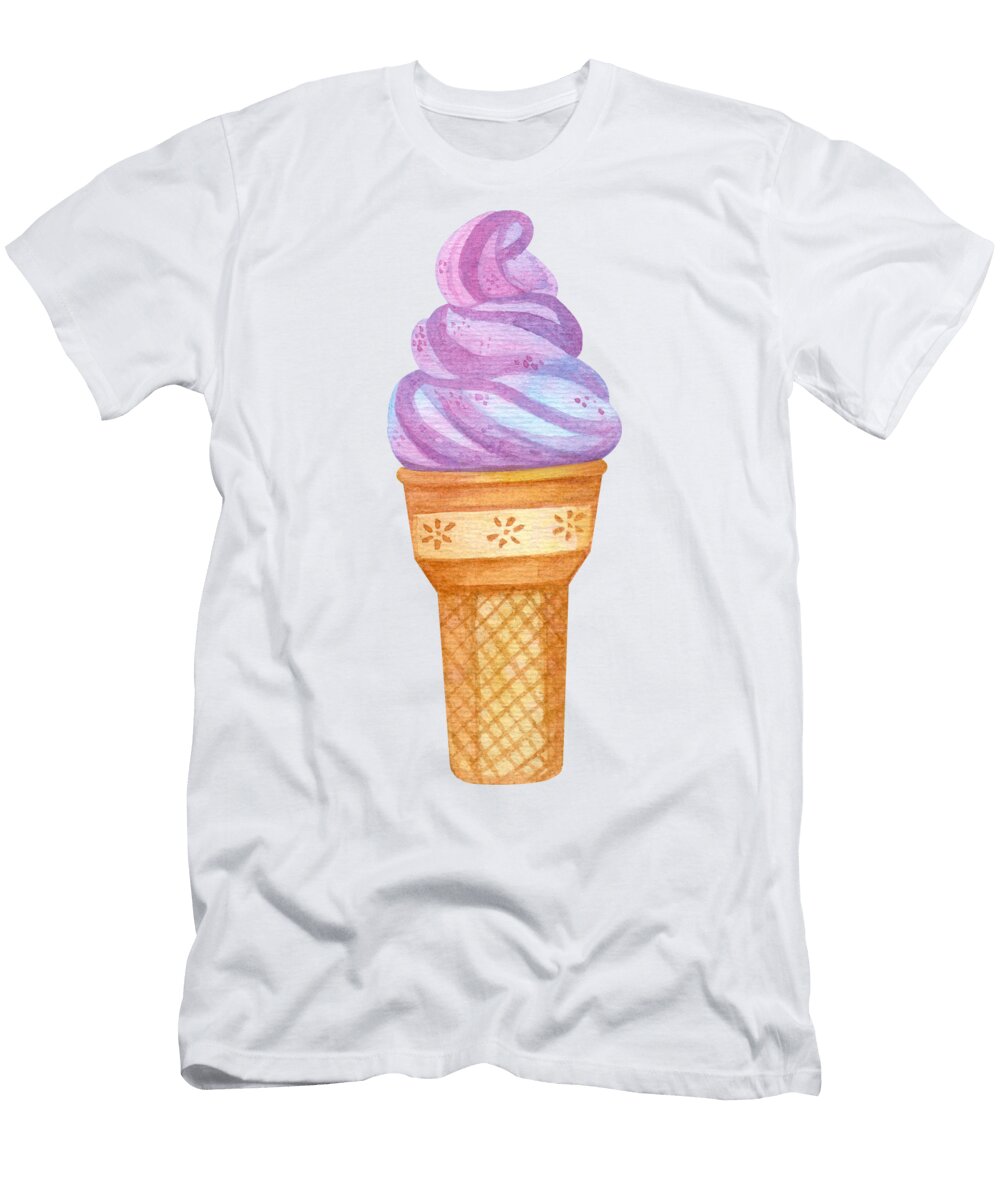 Ice Cream Cone Dessert Swirl Purple Pink Thursina T-Shirt