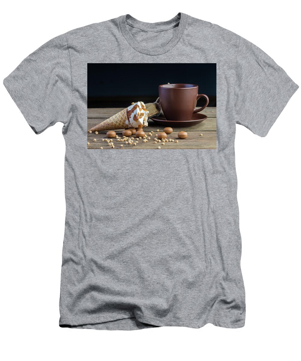 Ice Cream Cone on Wooden Table with Cup Oleg Yermolov T-Shirt
