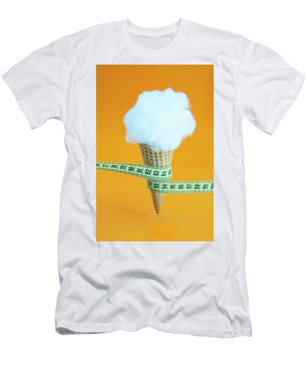 Ice Cream Cone with Polyester Filling Floating on a Orange Backg Dorin Puha T-Shirt
