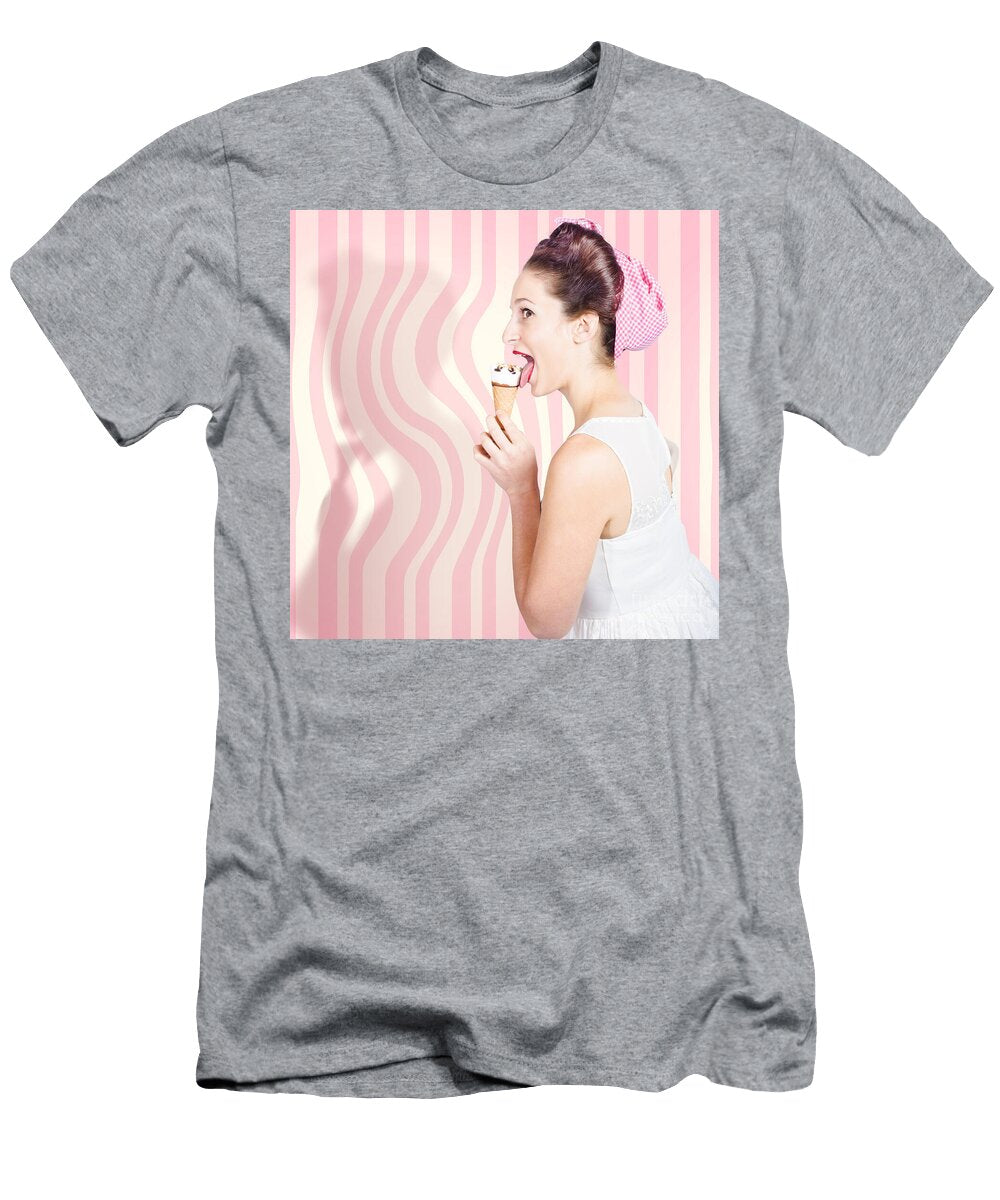 Ice Cream Pin Up Poster Girl Licking Waffle Cone Ryan Jorgensen T-Shirt