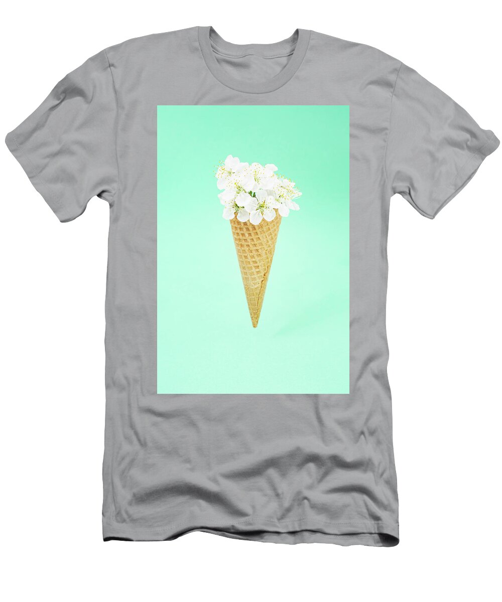 Ice Cream Waffle Cone Filled with Spring Apple Flowers Dorin Puha T-Shirt