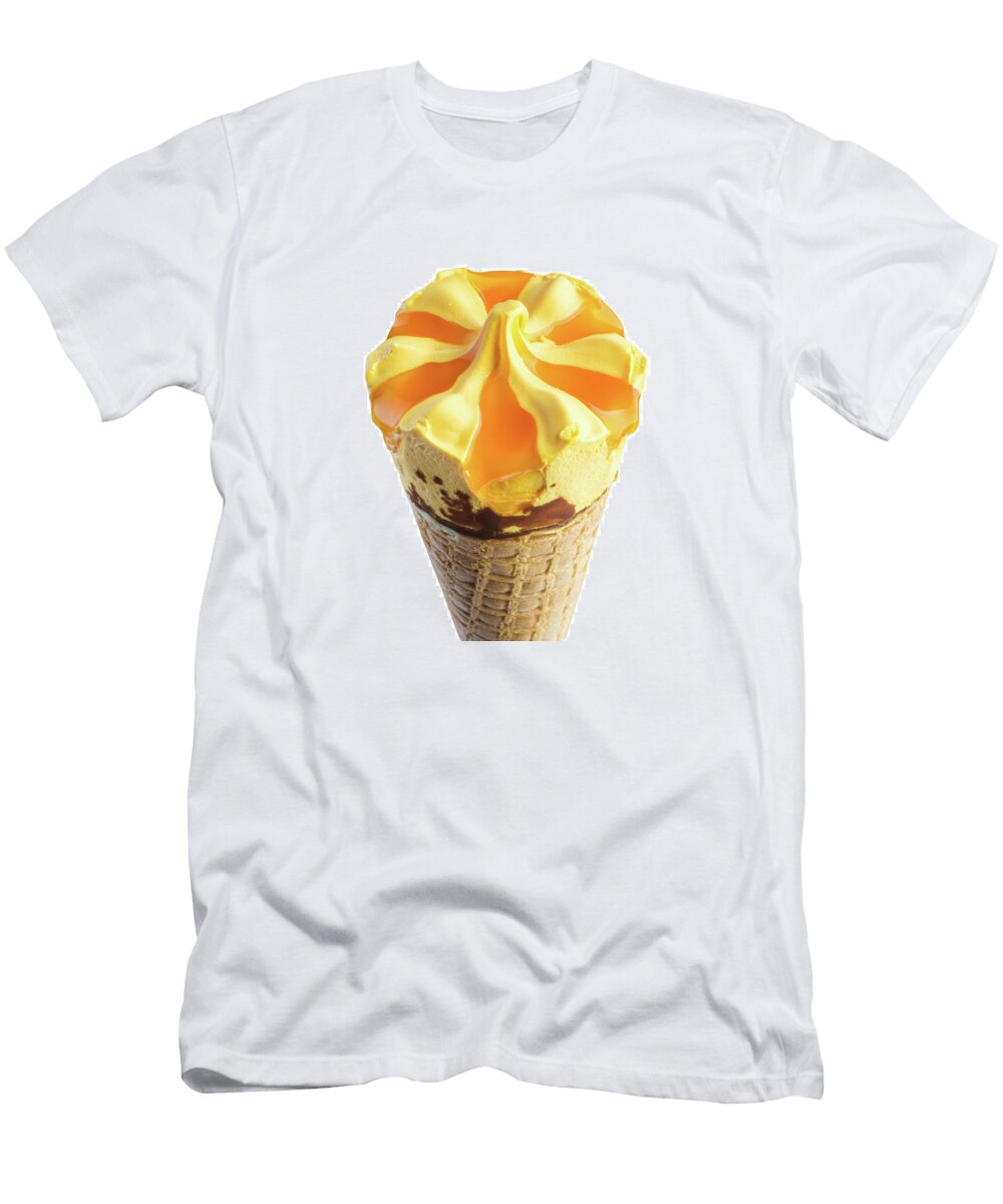 Ice Cream with Orange in Waffle Cone on White Background Oleg Yermolov T-Shirt