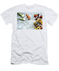 Ice Creams and Waffles with Tasty Red Fruits Full of Healthy Vitamins Over Dark Stone Background with Copy Space for Text Joaquin Corbalan T-Shirt