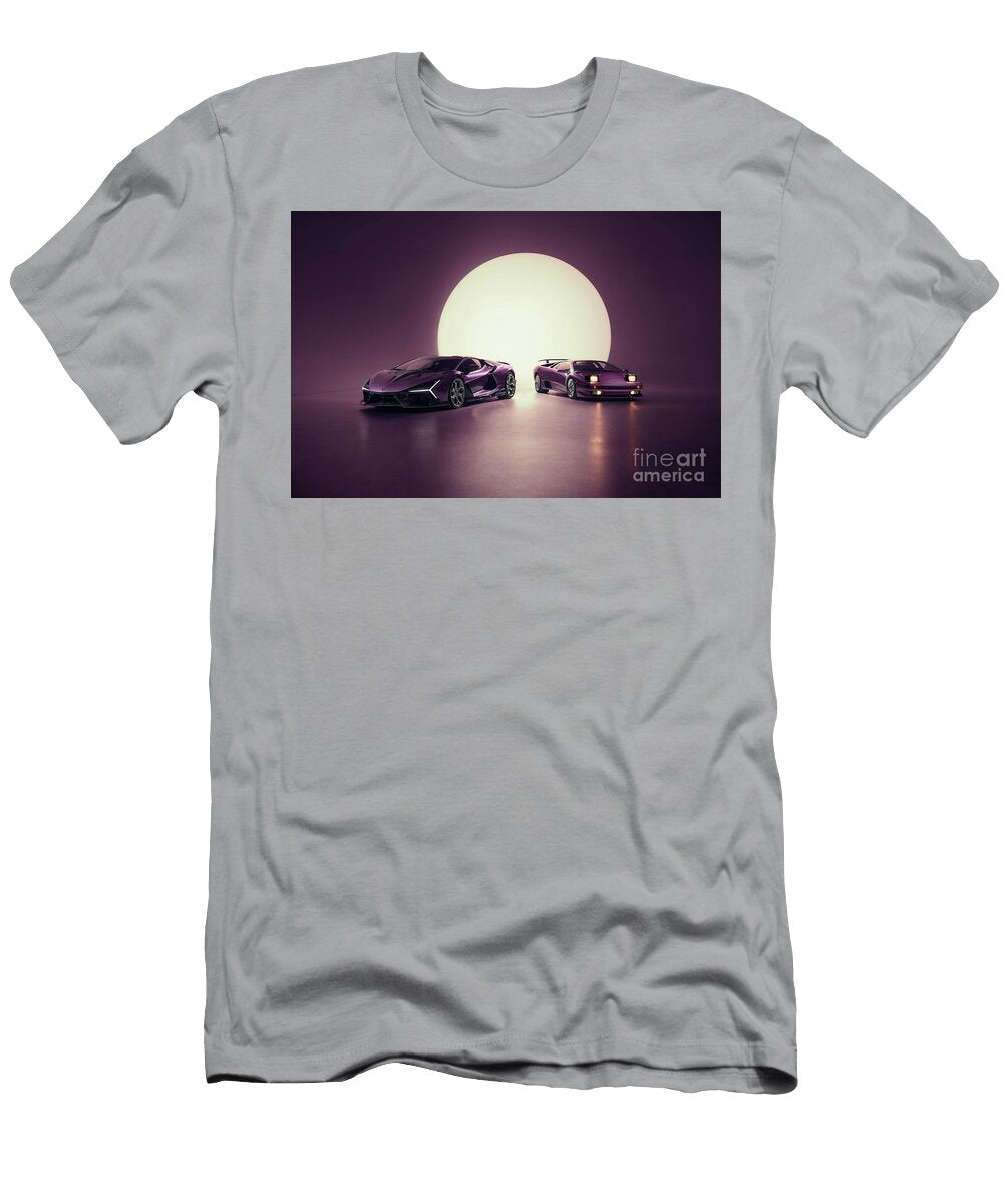 Iconic Viola 30 Purple Super Car Lamborghini Diablo Se30 V12 and Purple Novitec Lamborghini Revuelto Vlad Automotive T-Shirt