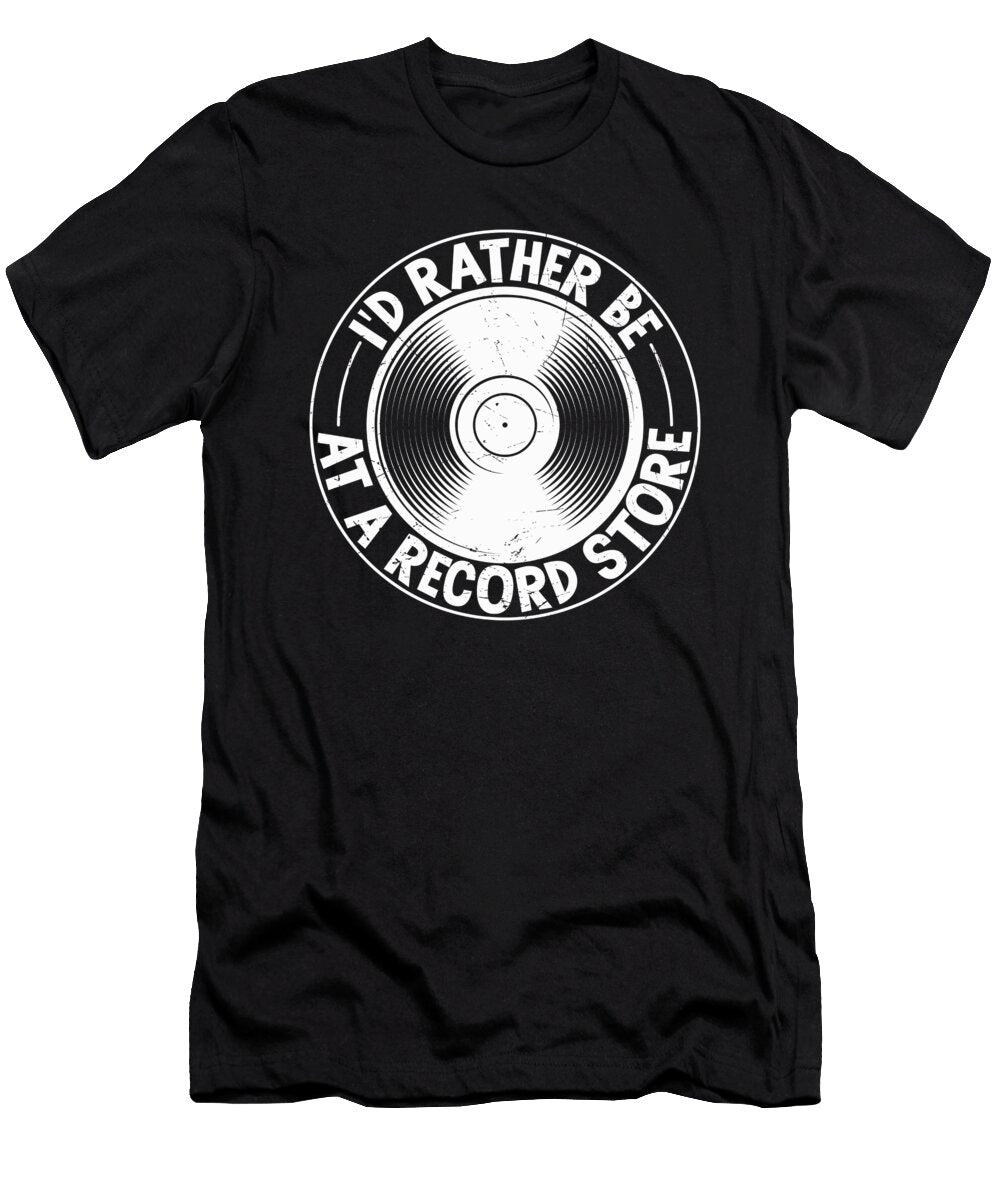 Id Rather Be At a Record Store 80s Aesthetic Licensed Art T-Shirt
