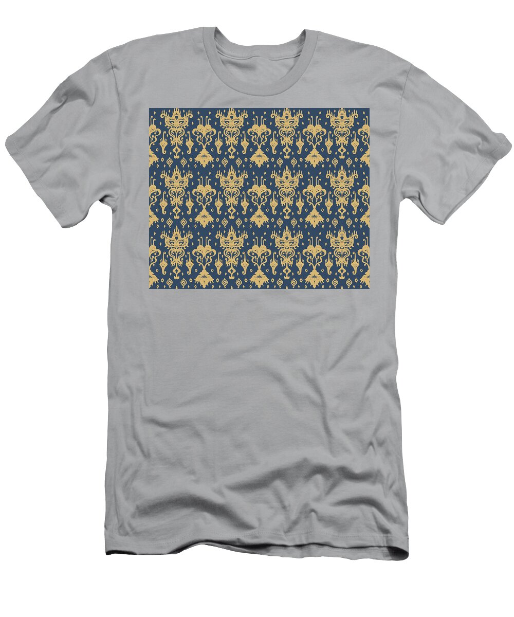 Ikat Geometric Folklore Ornament Oriental Damask Pattern Ancient Art of Arabesque Tribal Ethnic Texture Spanish Motif on the Carpet Aztec Style Indian Rug Gypsy Mexican Embroidery Julien T-Shirt
