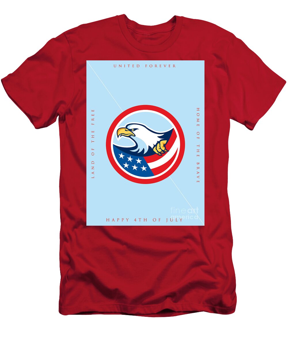 Independence Day Greeting Card American Bald Eagle Clutching Flag Aloysius Patrimonio T-Shirt
