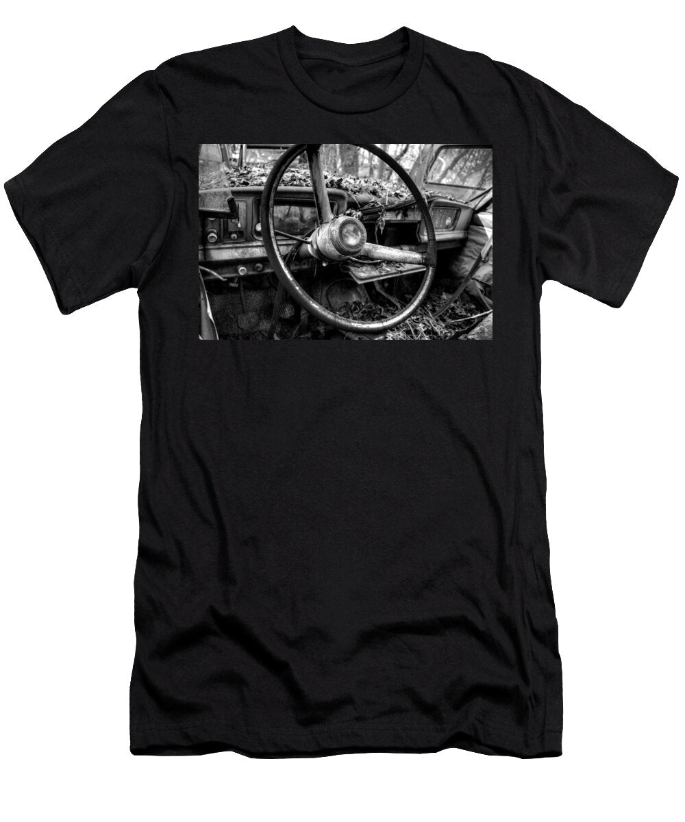 Inside an Old Jeep in Black and White Greg Mimbs T-Shirt