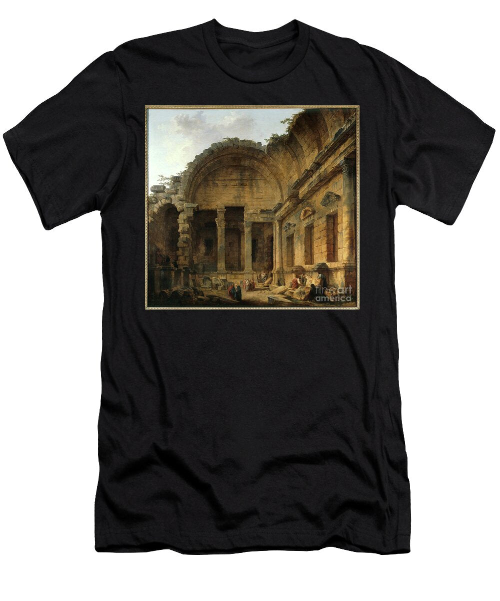 Interior of the Temple of Diane a Nimes Oil on Canvas Hubert Robert T-Shirt
