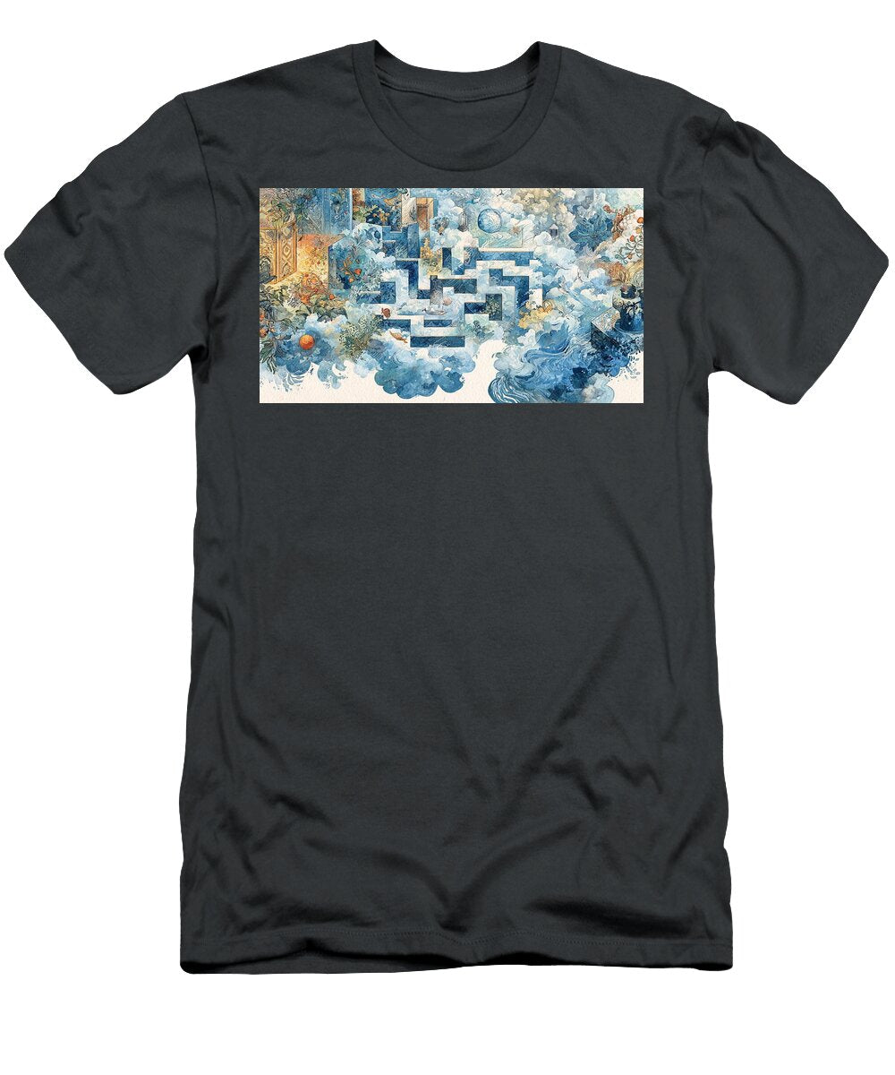 Intricate Cloud Maze Watercolor Maze Abstract Landscape Waffle Maze Delicious Paths Sweet Escape Det Elmer Powers T-Shirt