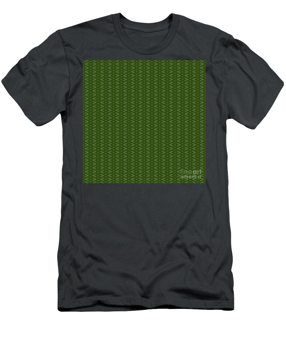 Inverse Chevron Diamond Dot Stripe Pattern in Cactus and Dark Olive Green N2627 Holy Rock Design T-Shirt