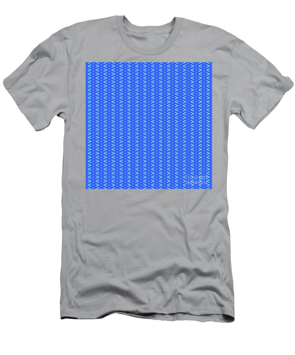 Inverse Chevron Diamond Dot Stripe Pattern in Day Sky and Azul Blue N3008 Holy Rock Design T-Shirt