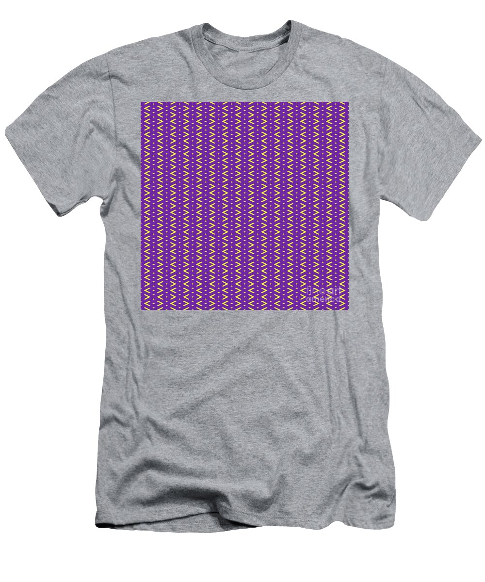 Inverse Chevron Diamond Dot Stripe Pattern in Sunny Yellow and Iris Purple N2575 Holy Rock Design T-Shirt
