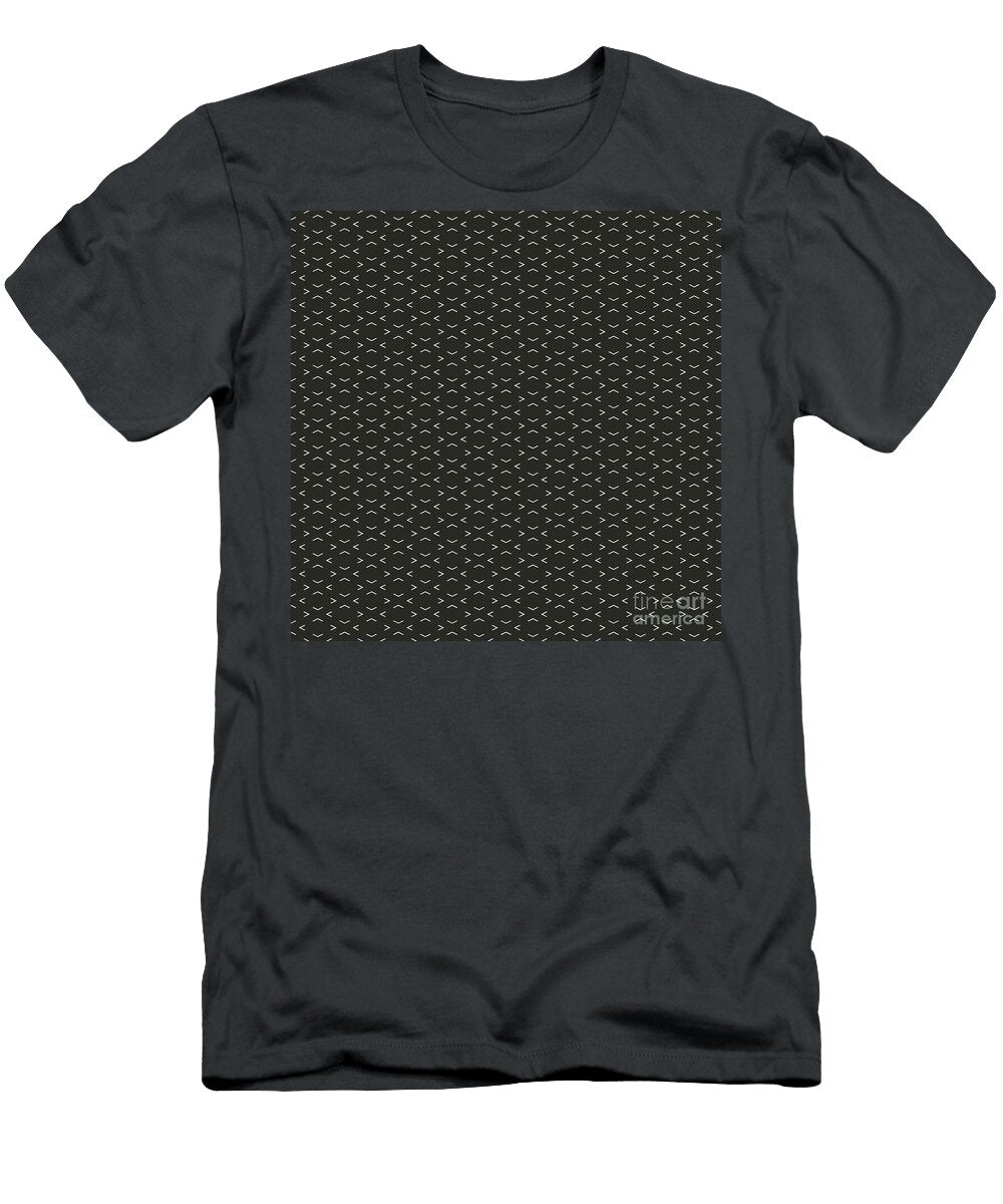 Inverse Chevron Diamond Pattern in Bone White and Wrought Iron Black N2510 Holy Rock Design T-Shirt