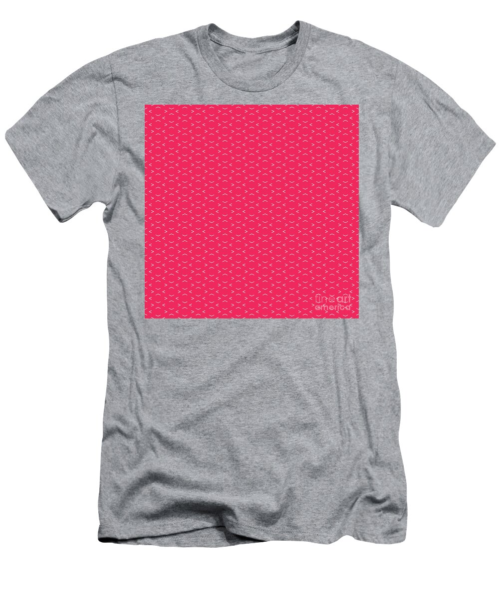Inverse Chevron Diamond Pattern in Eggshell White and Ruby Pink N2596 Holy Rock Design T-Shirt