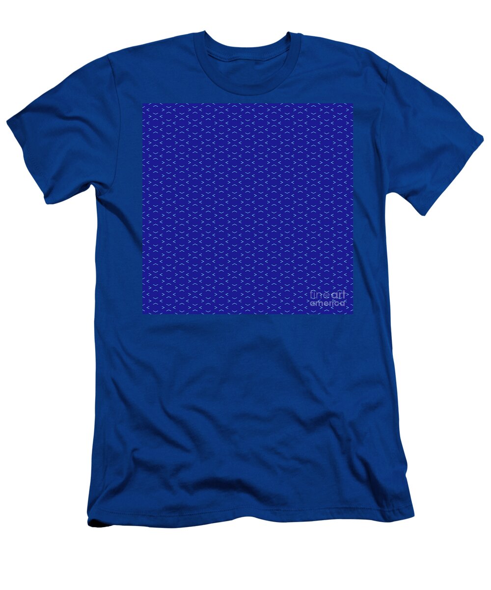 Inverse Chevron Diamond Pattern in Summer Sky and Ultramarine Blue N2808 Holy Rock Design T-Shirt