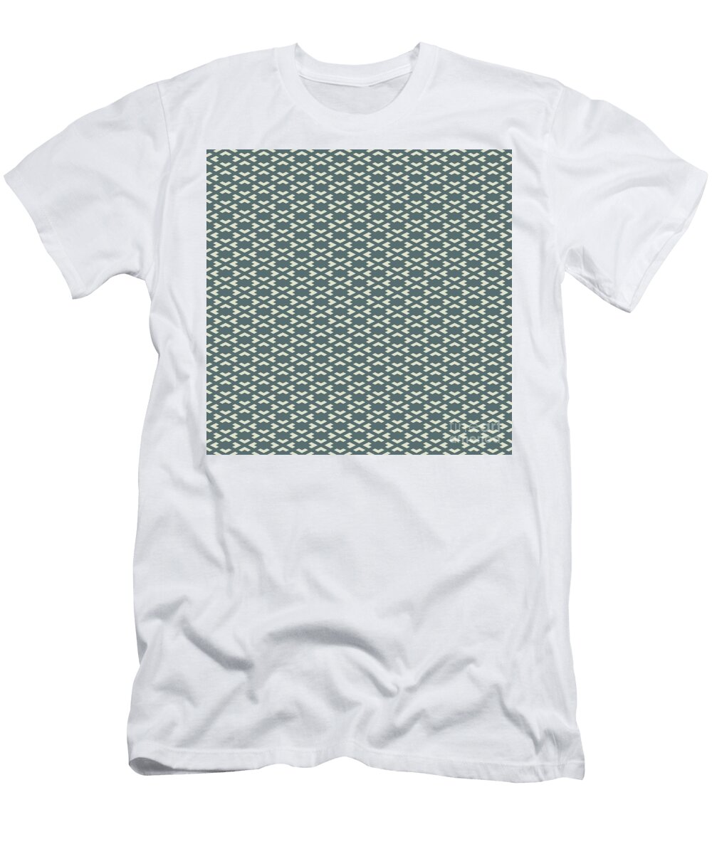 Inverse Heavy Chevron Diamond Pattern in Bone White and Slate Gray N1924 Holy Rock Design T-Shirt