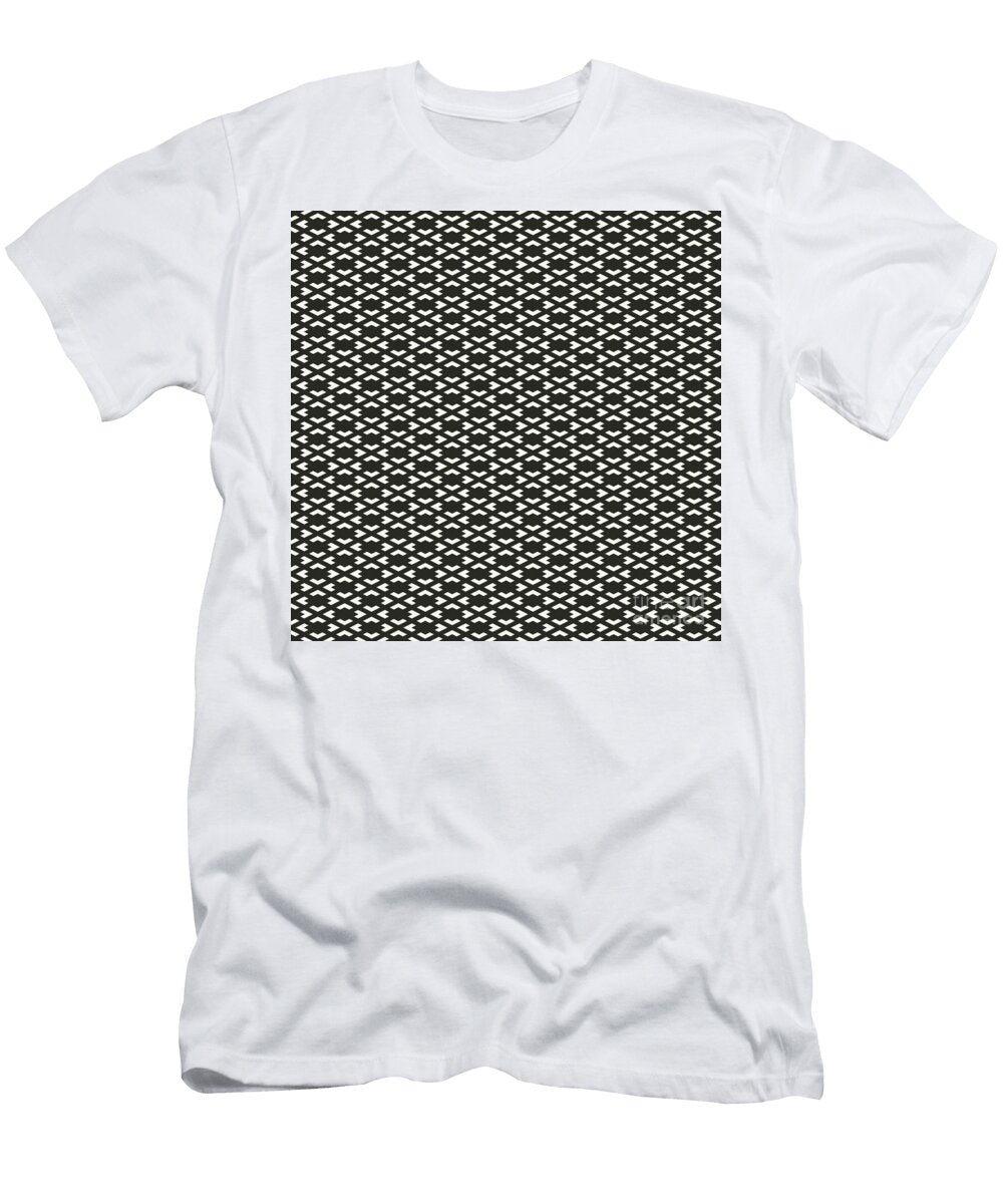 Inverse Heavy Chevron Diamond Pattern in Bone White and Wrought Iron Black N3128 Holy Rock Design T-Shirt